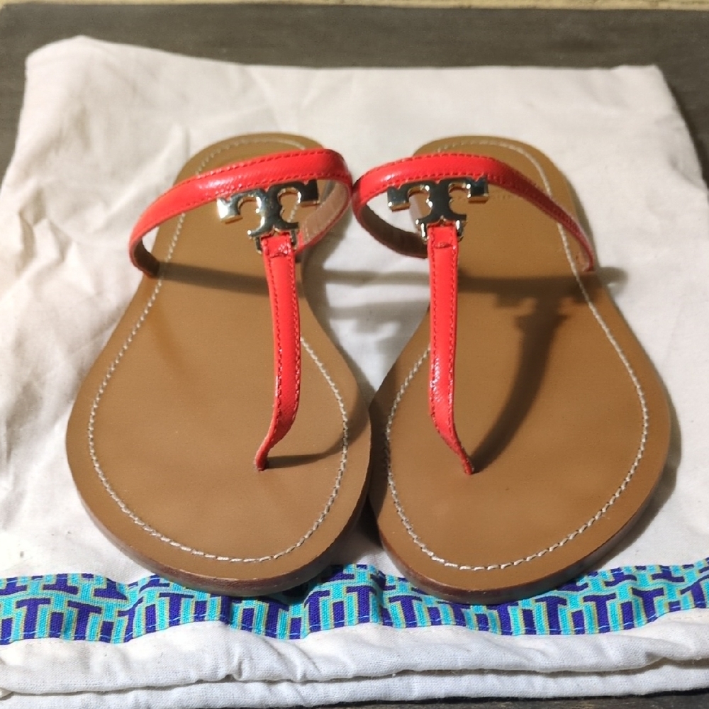Tory Burch Red and Tan Sandals